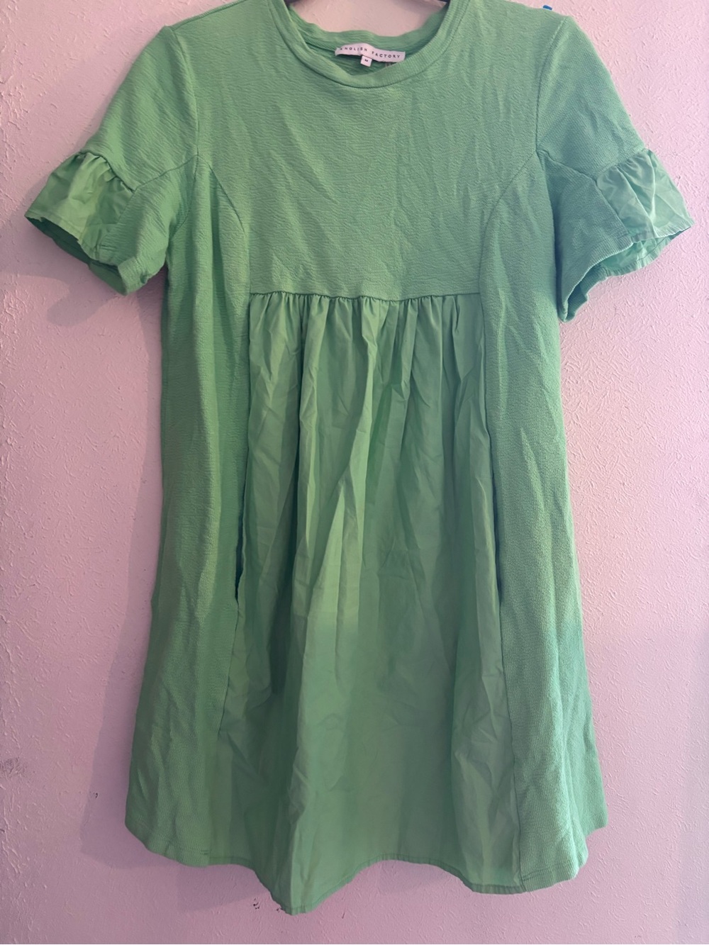 English Factory Light Green Ruffle-Sleeve Casual Dress